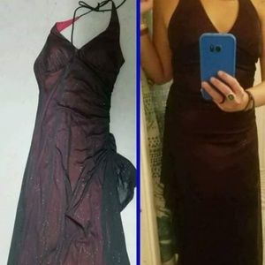 Burgandy shimmery evening gown, prom dress